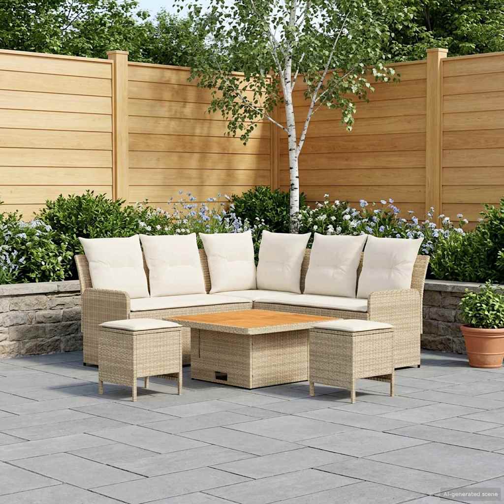 Möbelsets 6 stk. Beige und Creme PE-Rattan