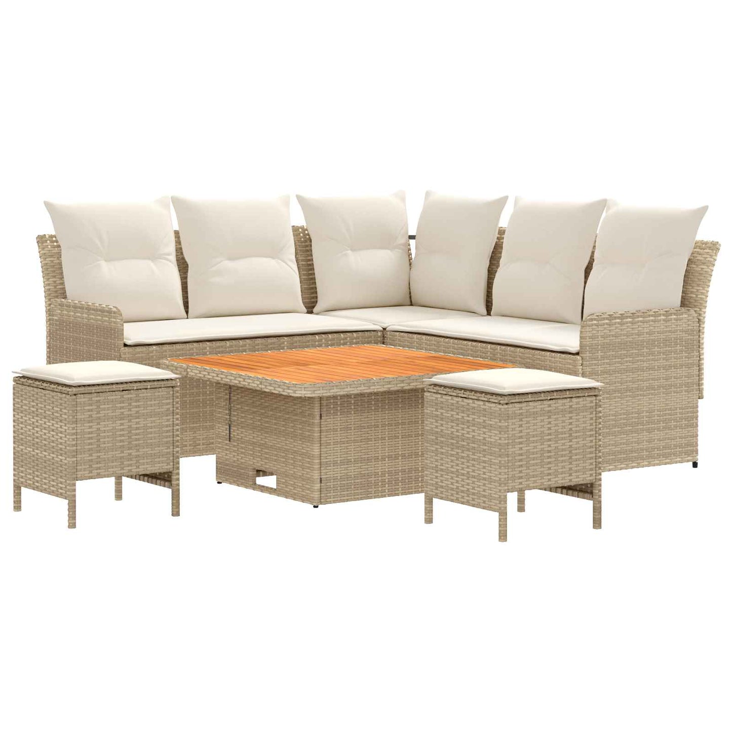 Möbelsets 6 stk. Beige und Creme PE-Rattan
