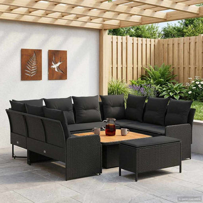 Möbelsets 7 stk. Schwarz PE-Rattan