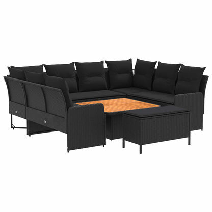 Möbelsets 7 stk. Schwarz PE-Rattan