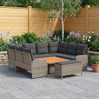 Möbelsets 7 stk. Grau und Dunkelgrau PE-Rattan