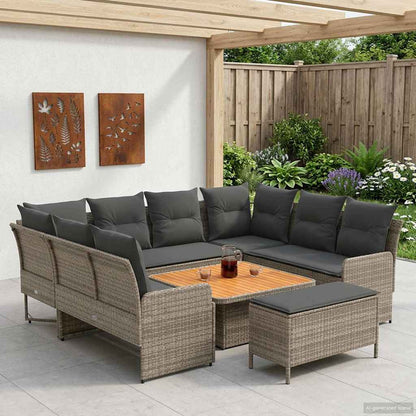 Möbelsets 7 stk. Grau und Dunkelgrau PE-Rattan