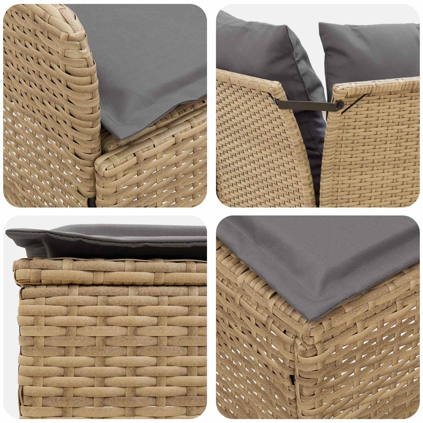 Möbelsets 7 stk. Beige und Hellgrau PE-Rattan