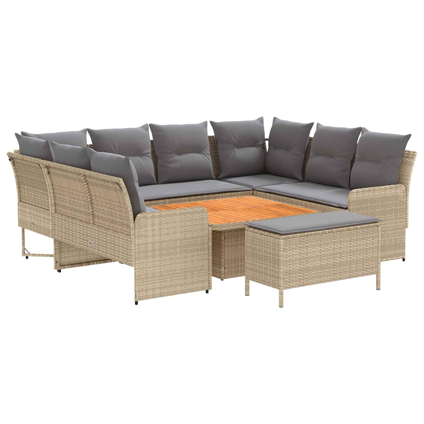 Möbelsets 7 stk. Beige und Hellgrau PE-Rattan