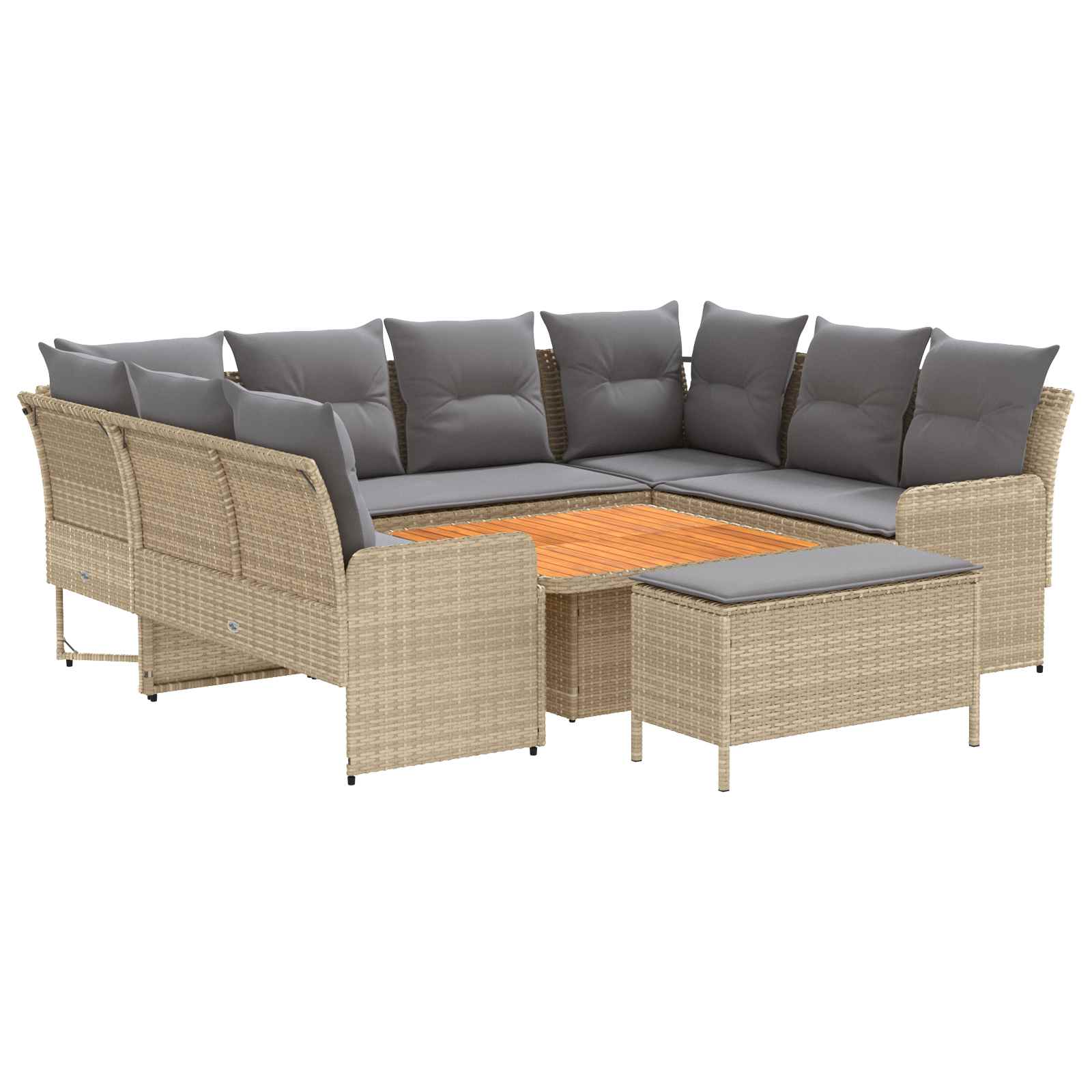 Möbelsets 7 stk. Beige und Hellgrau PE-Rattan