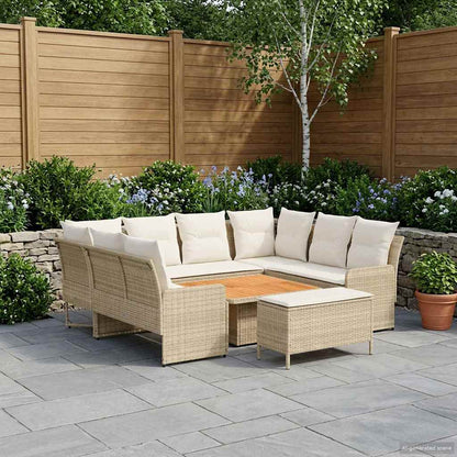 Möbelsets 7 stk. Beige und Creme PE-Rattan