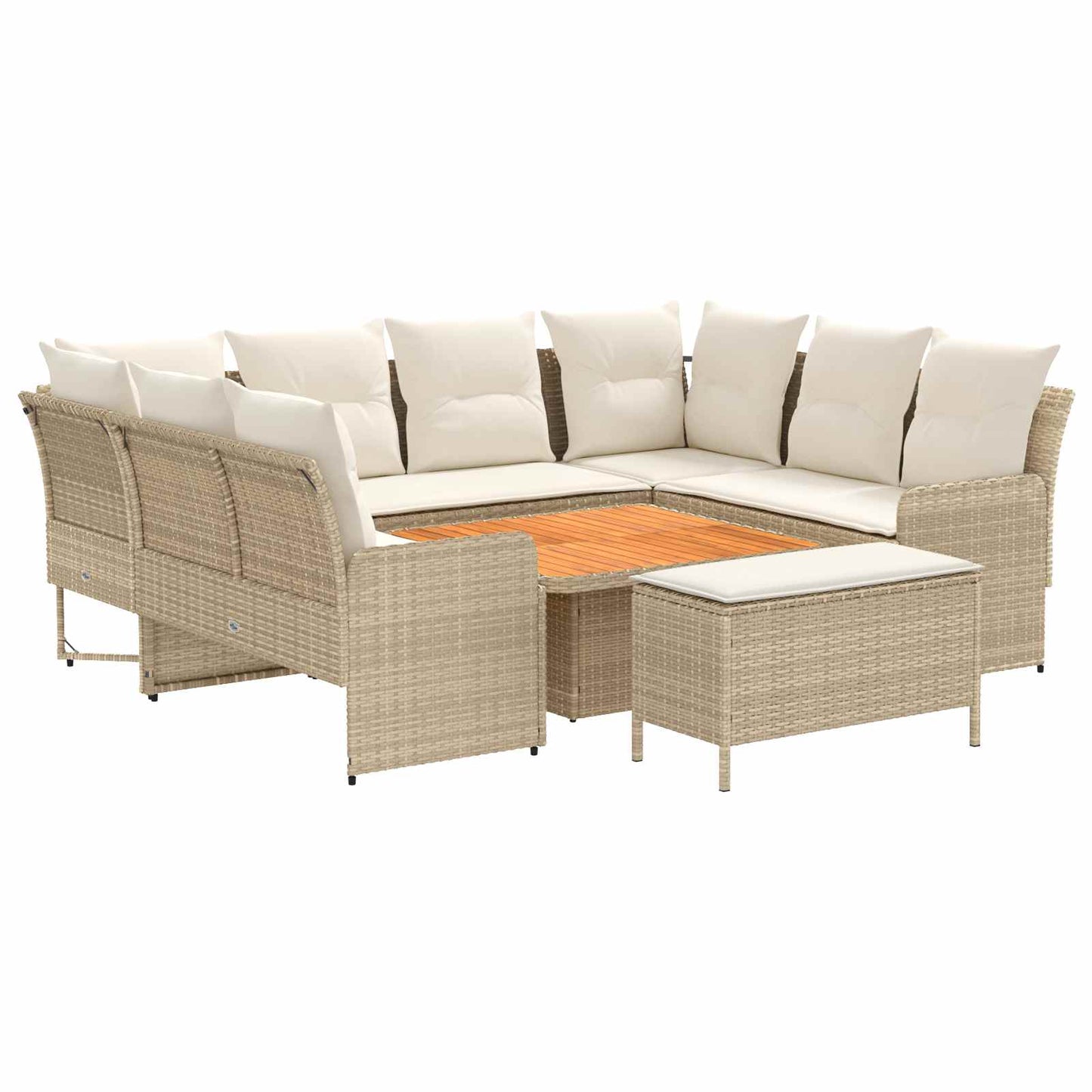 Möbelsets mit Kissen 7 pcs Beige und Creme PE-Rattan