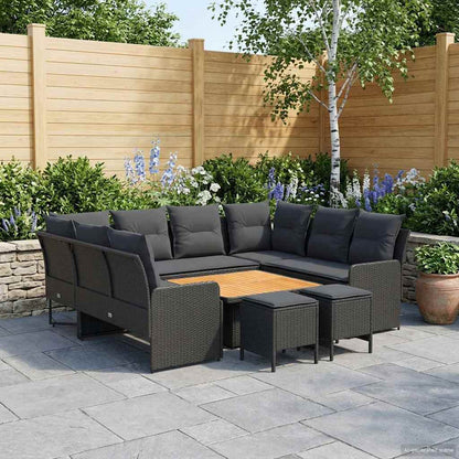 Möbelsets 8 stk. Schwarz PE-Rattan