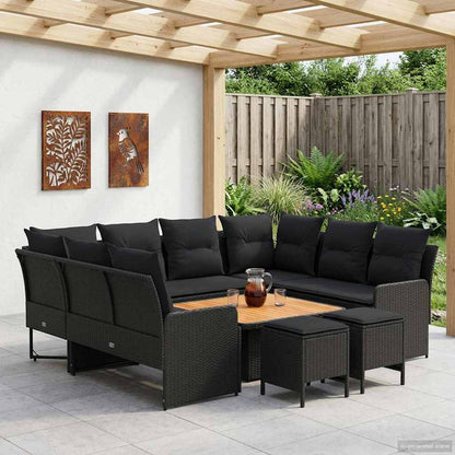 Möbelsets 8 stk. Schwarz PE-Rattan