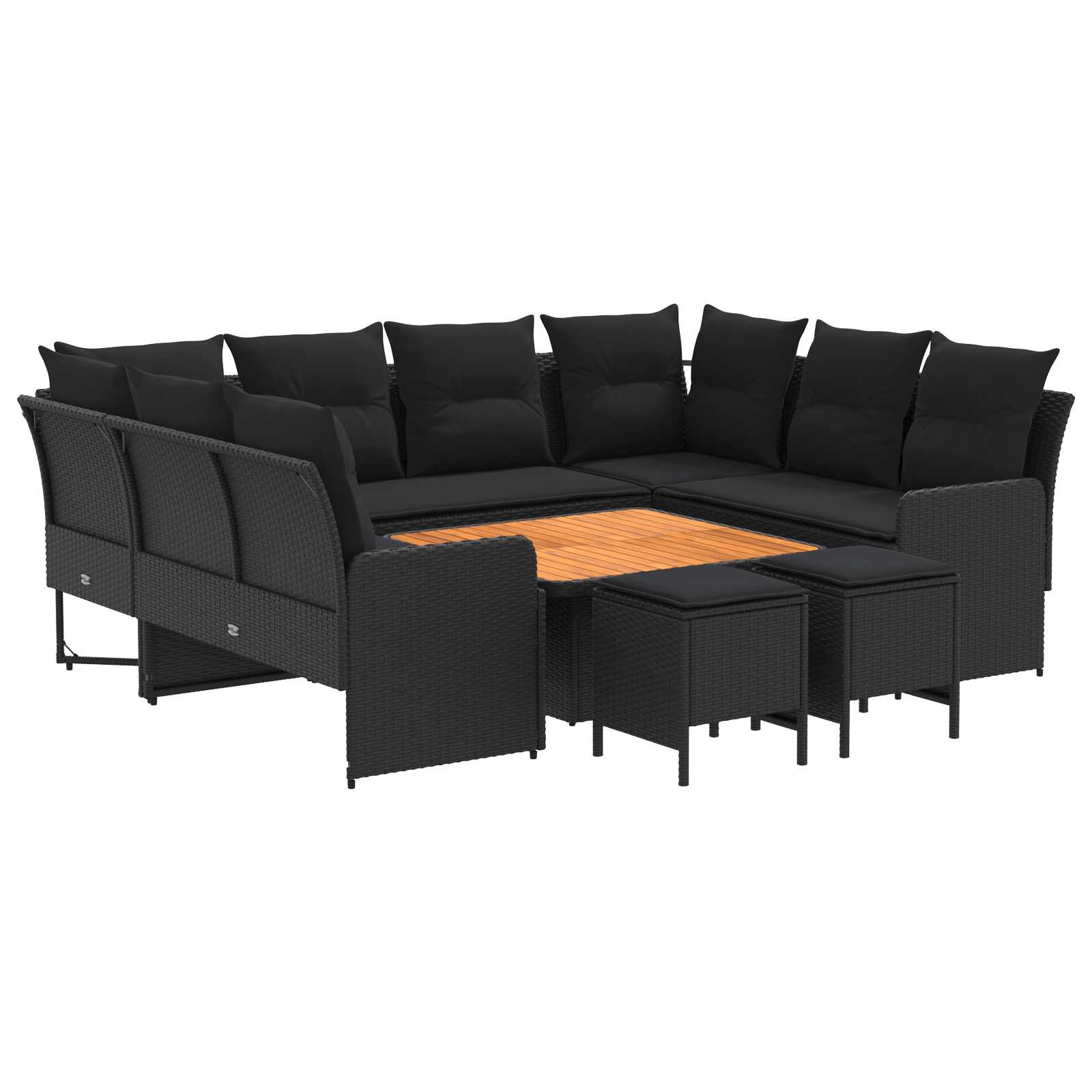 Möbelsets mit Kissen 8 pcs Schwarz PE-Rattan