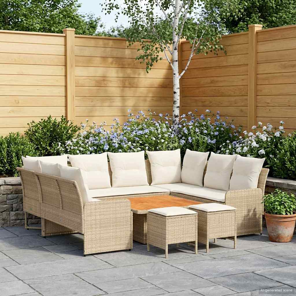 Möbelsets 8 stk. Beige und Creme PE-Rattan
