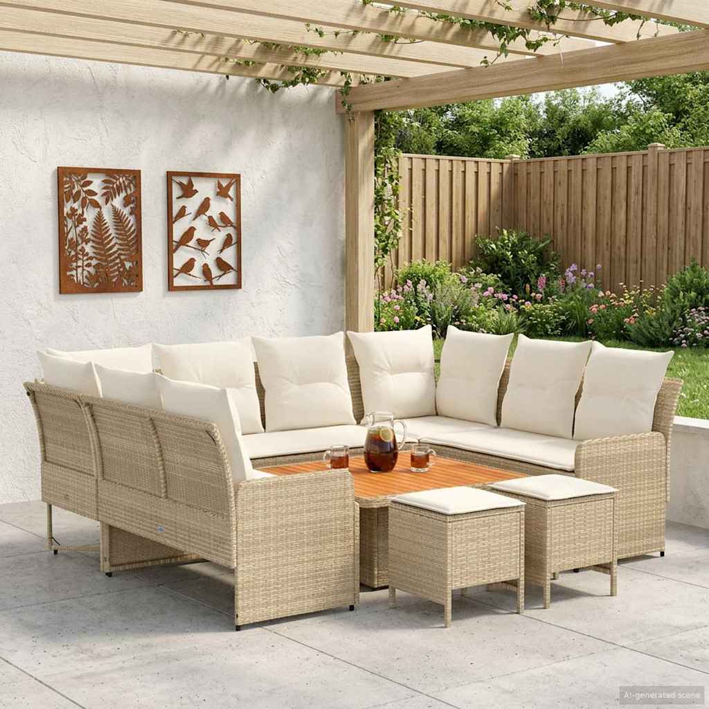 Möbelsets 8 stk. Beige und Creme PE-Rattan