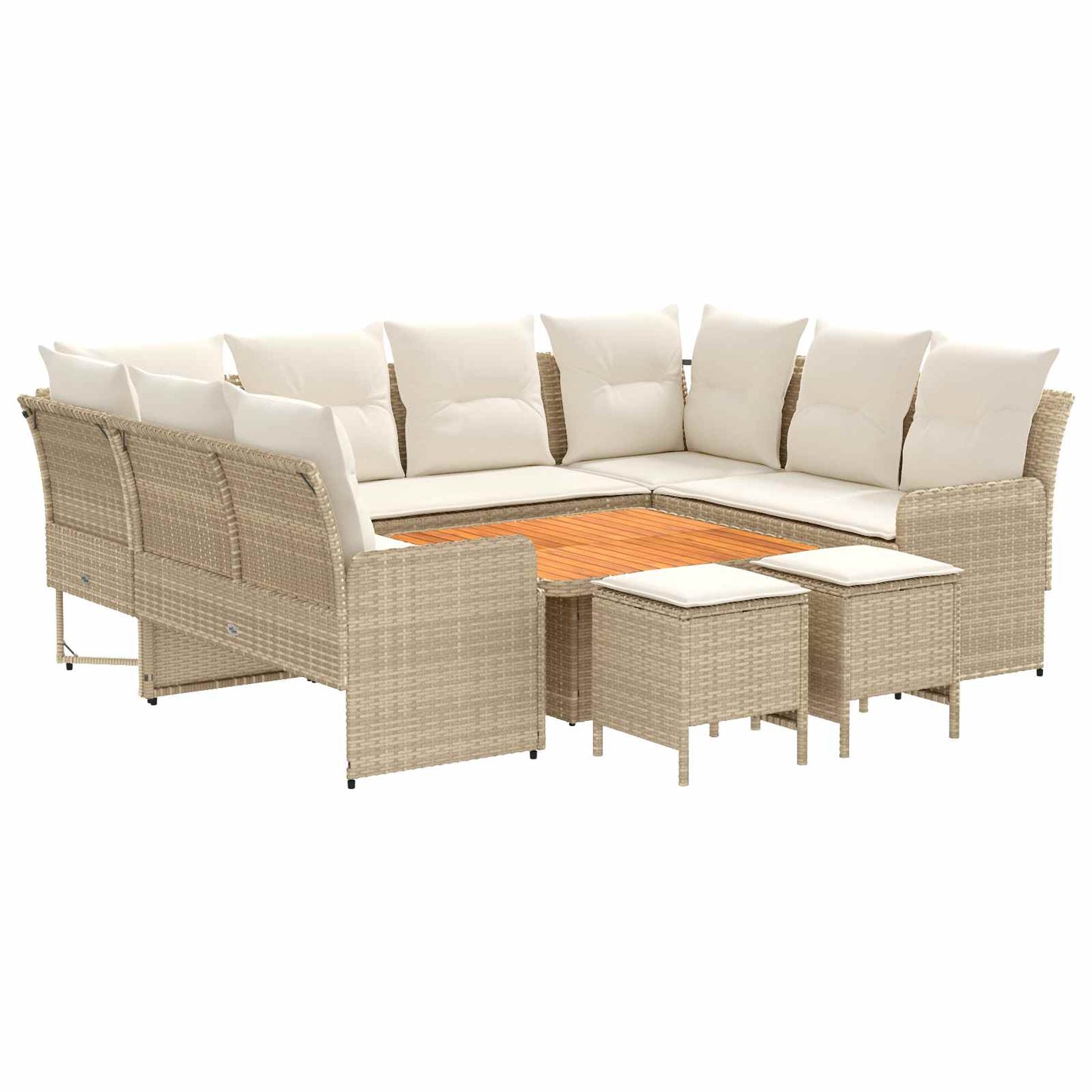 Möbelsets 8 stk. Beige und Creme PE-Rattan