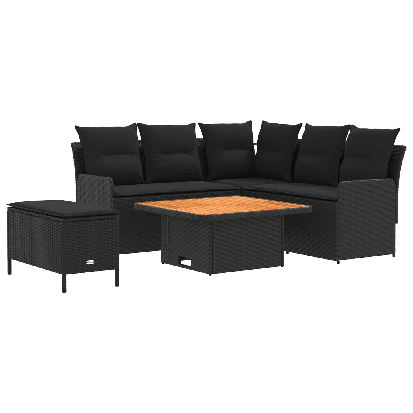 Möbelsets 5 stk. Schwarz PE-Rattan
