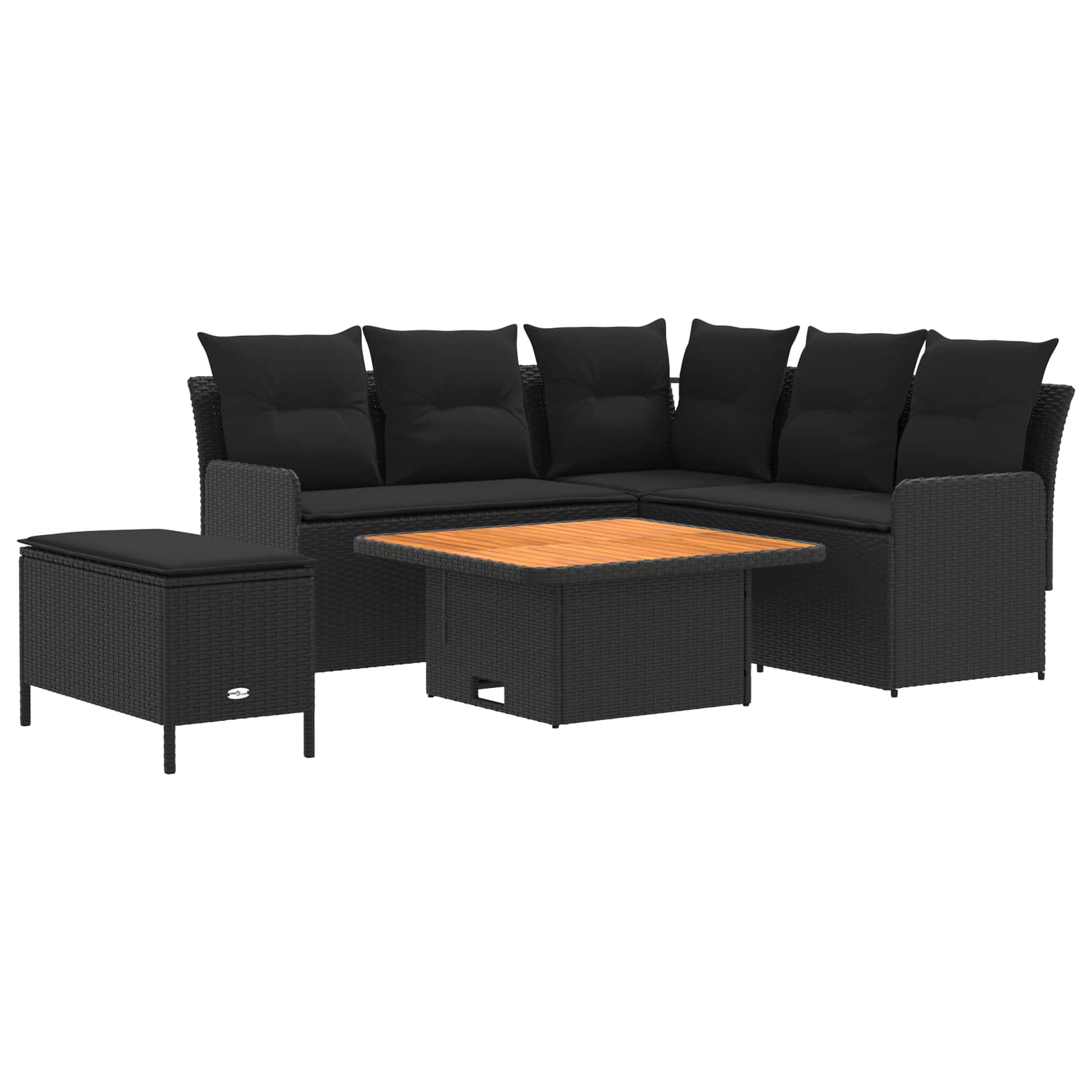 Möbelsets 5 stk. Schwarz PE-Rattan