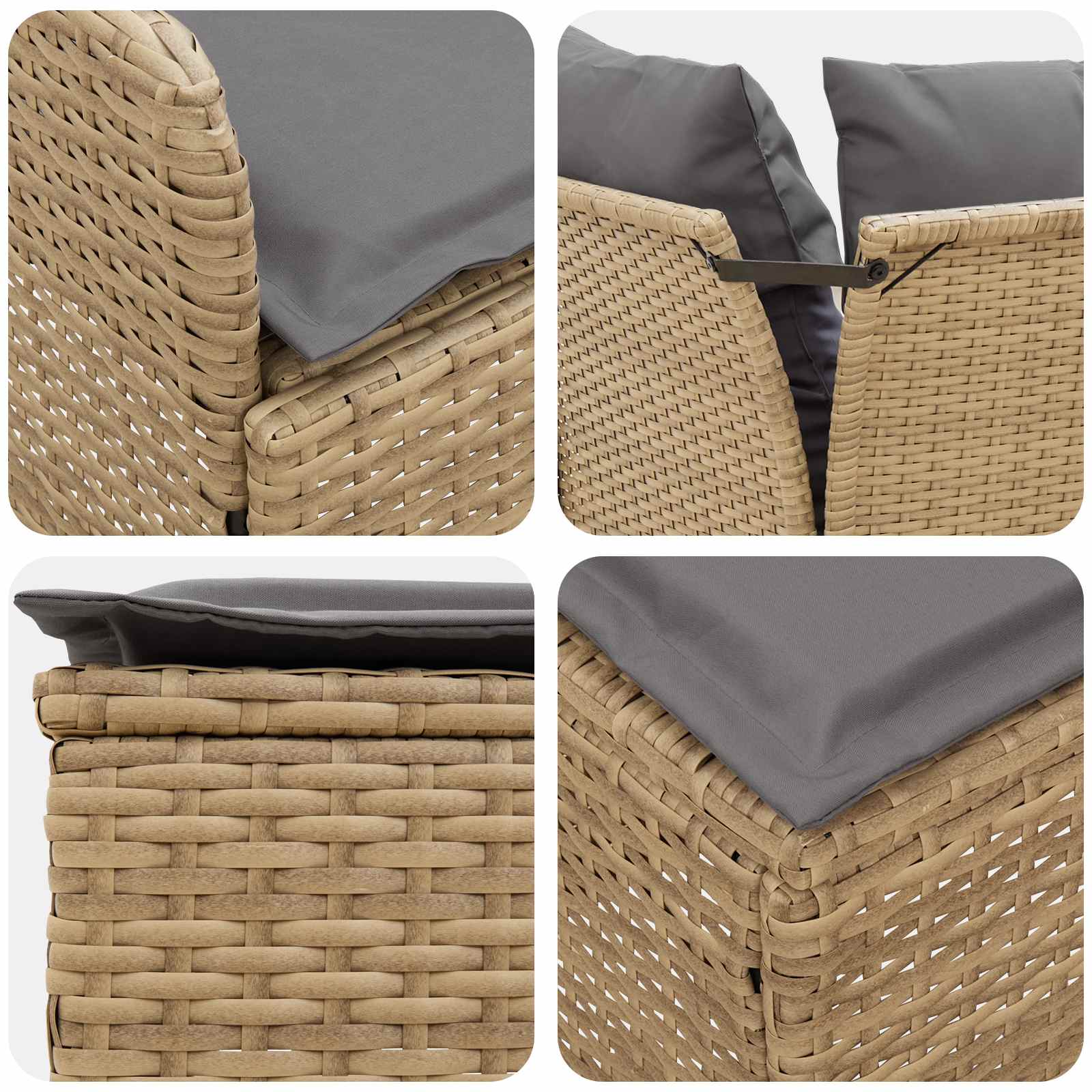 Möbelsets 5 stk. Beige und Hellgrau PE-Rattan