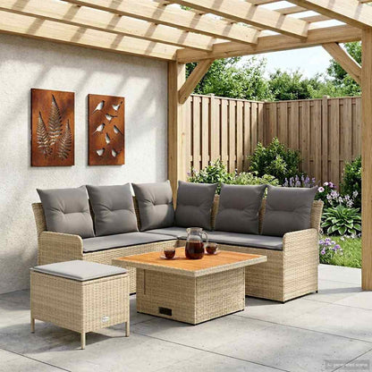 Möbelsets 5 stk. Beige und Hellgrau PE-Rattan