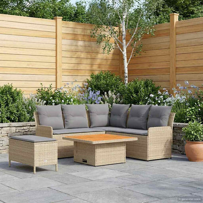 Möbelsets 5 stk. Beige und Hellgrau PE-Rattan