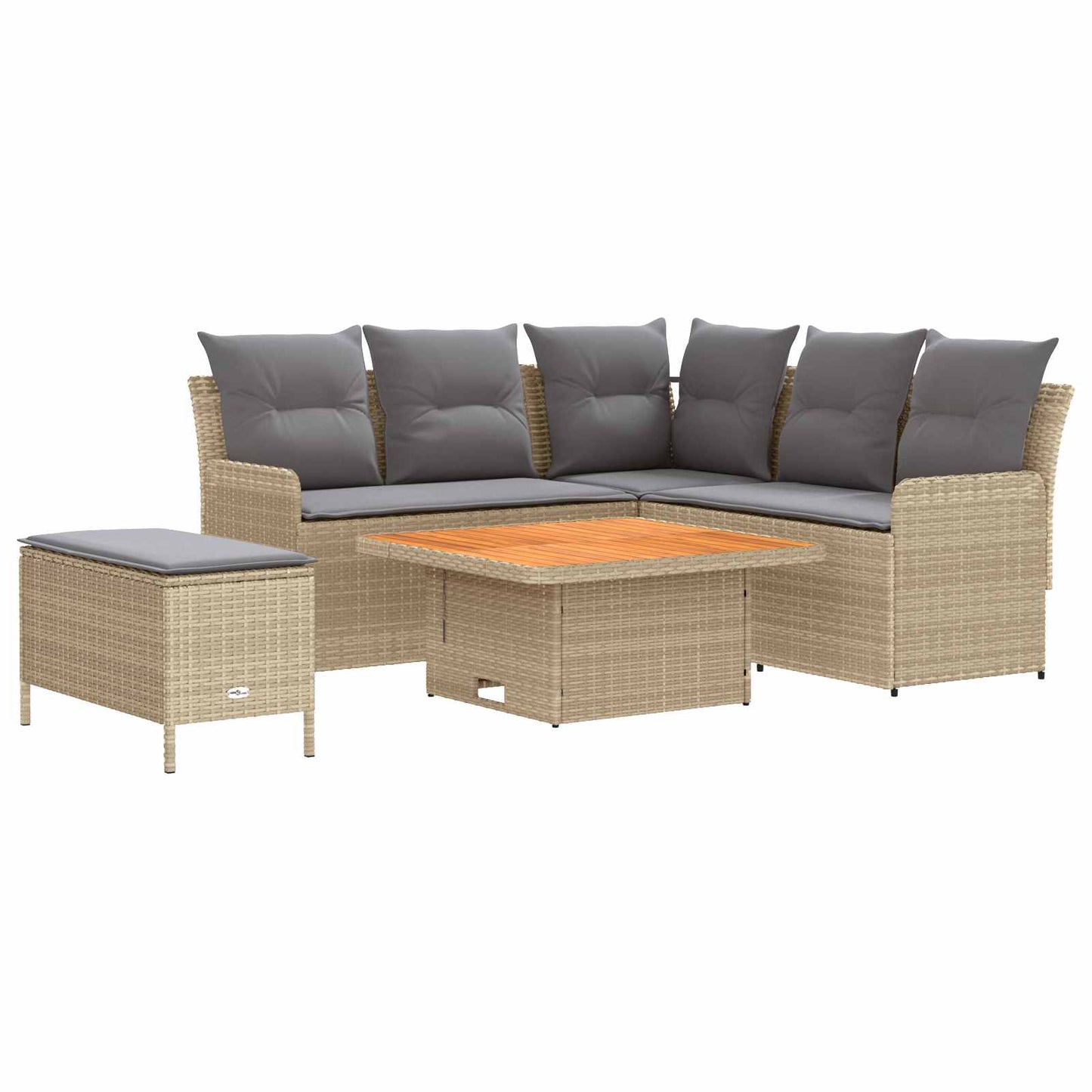 Möbelsets mit Kissen 5 pcs Beige und Hellgrau PE-Rattan