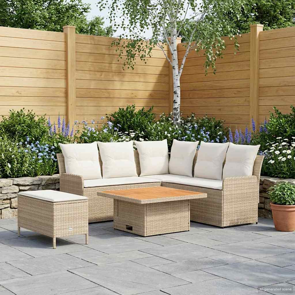 Möbelsets 5 stk. Beige und Creme PE-Rattan