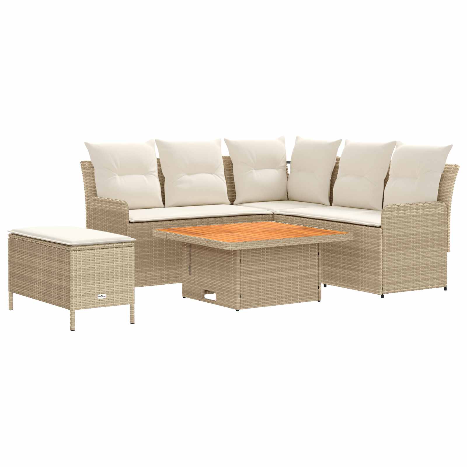 Möbelsets 5 stk. Beige und Creme PE-Rattan