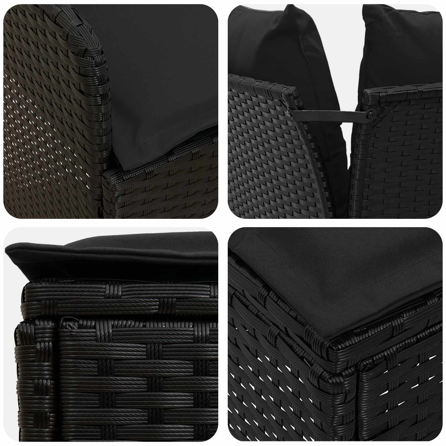 Möbelsets 7 stk. Schwarz PE-Rattan