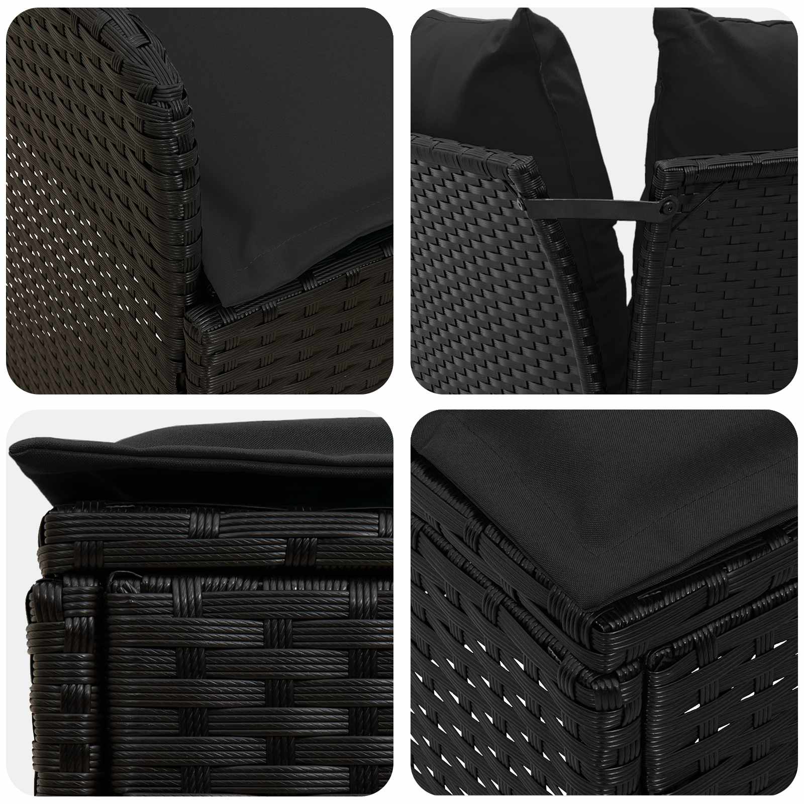 Möbelsets 7 stk. Schwarz PE-Rattan