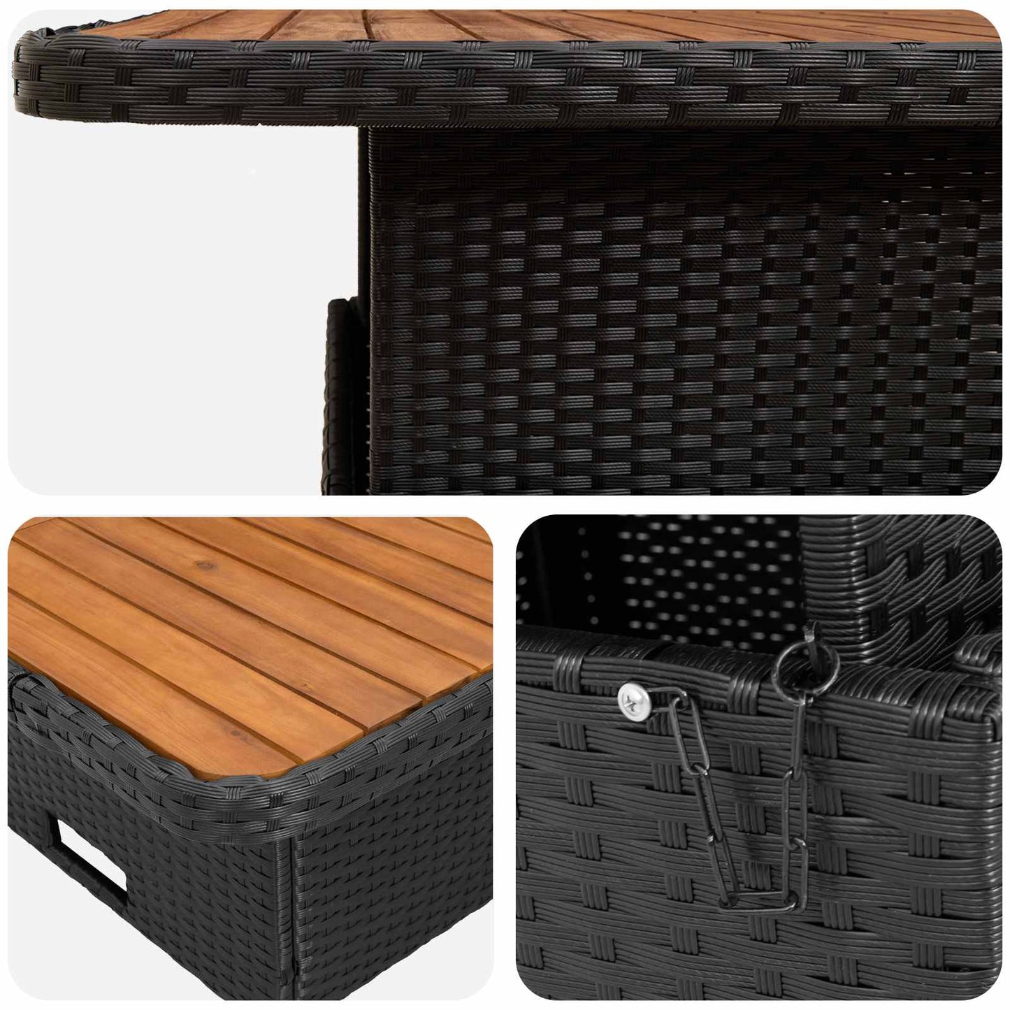Möbelsets 7 stk. Schwarz PE-Rattan