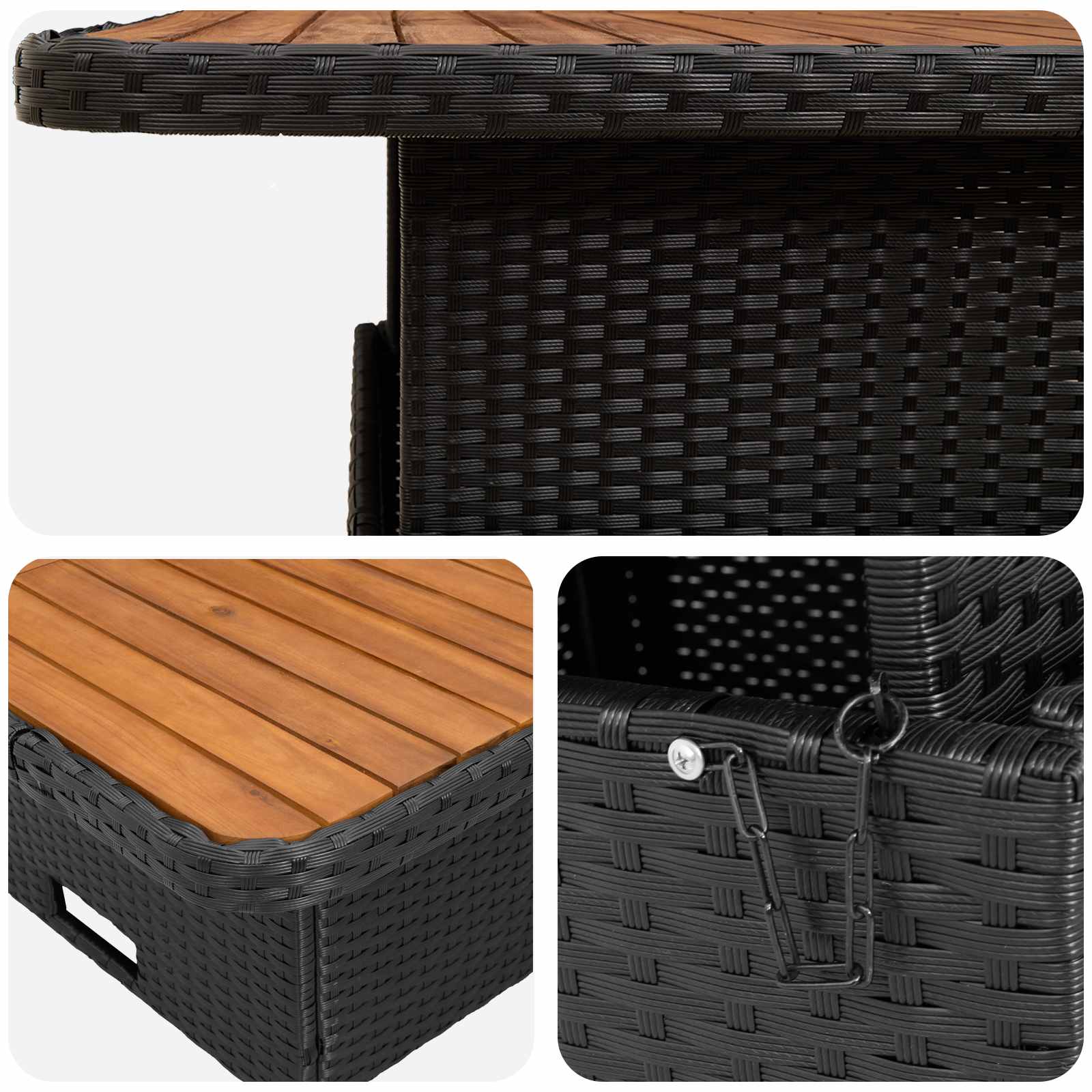 Möbelsets 7 stk. Schwarz PE-Rattan