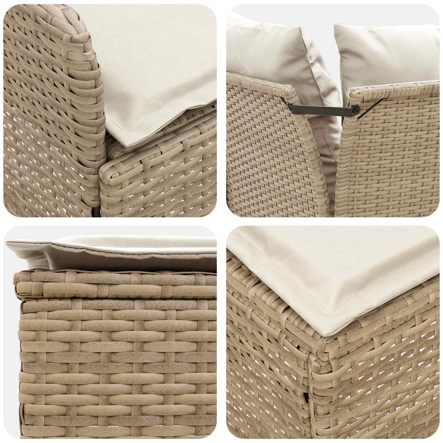 Möbelsets 7 stk. Beige und Creme PE-Rattan
