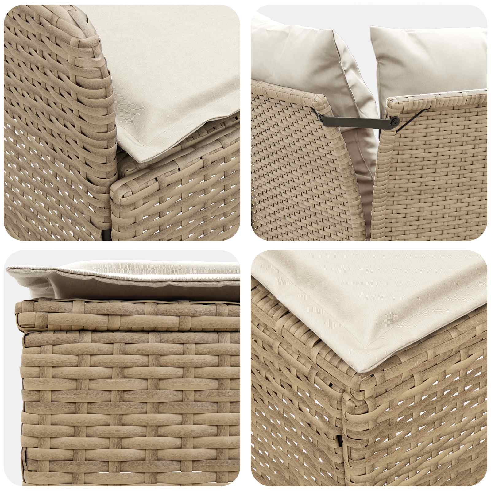 Möbelsets 7 stk. Beige und Creme PE-Rattan
