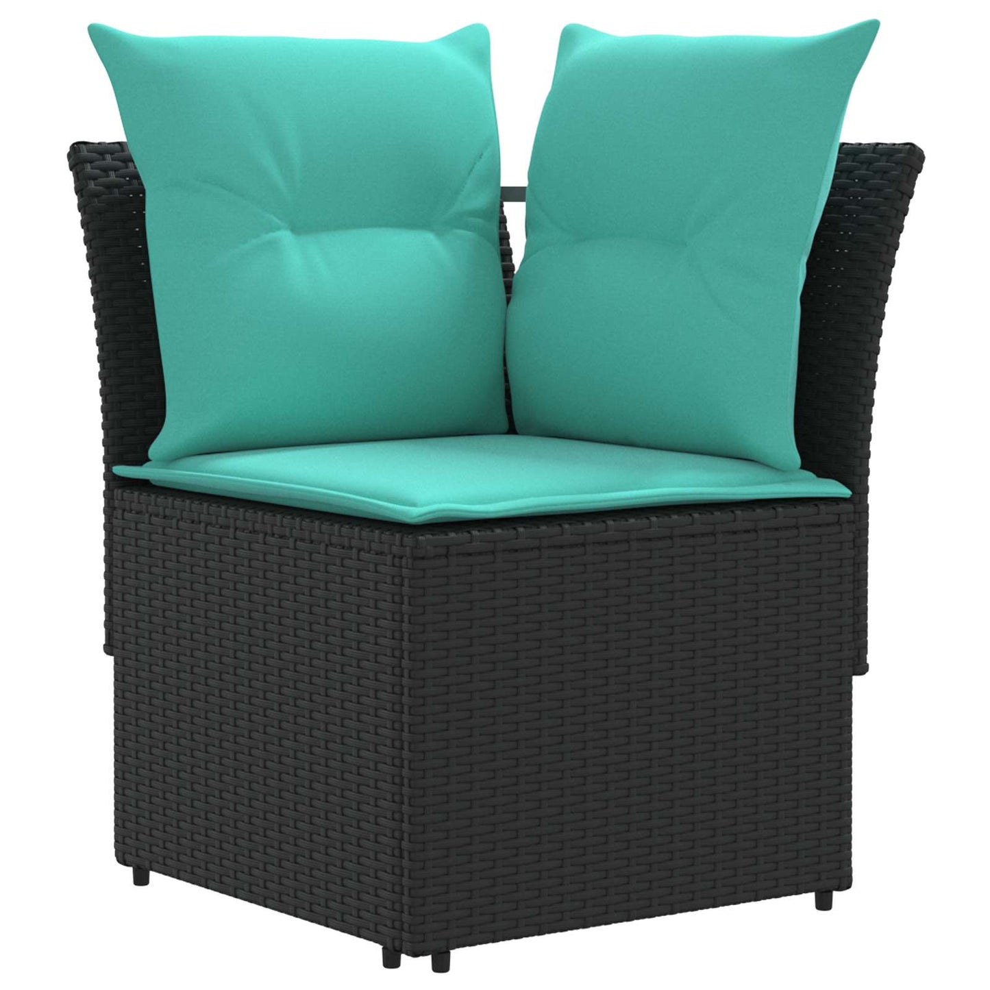 Möbelsets mit Kissen 7 pcs Schwarz und Türkis PE-Rattan