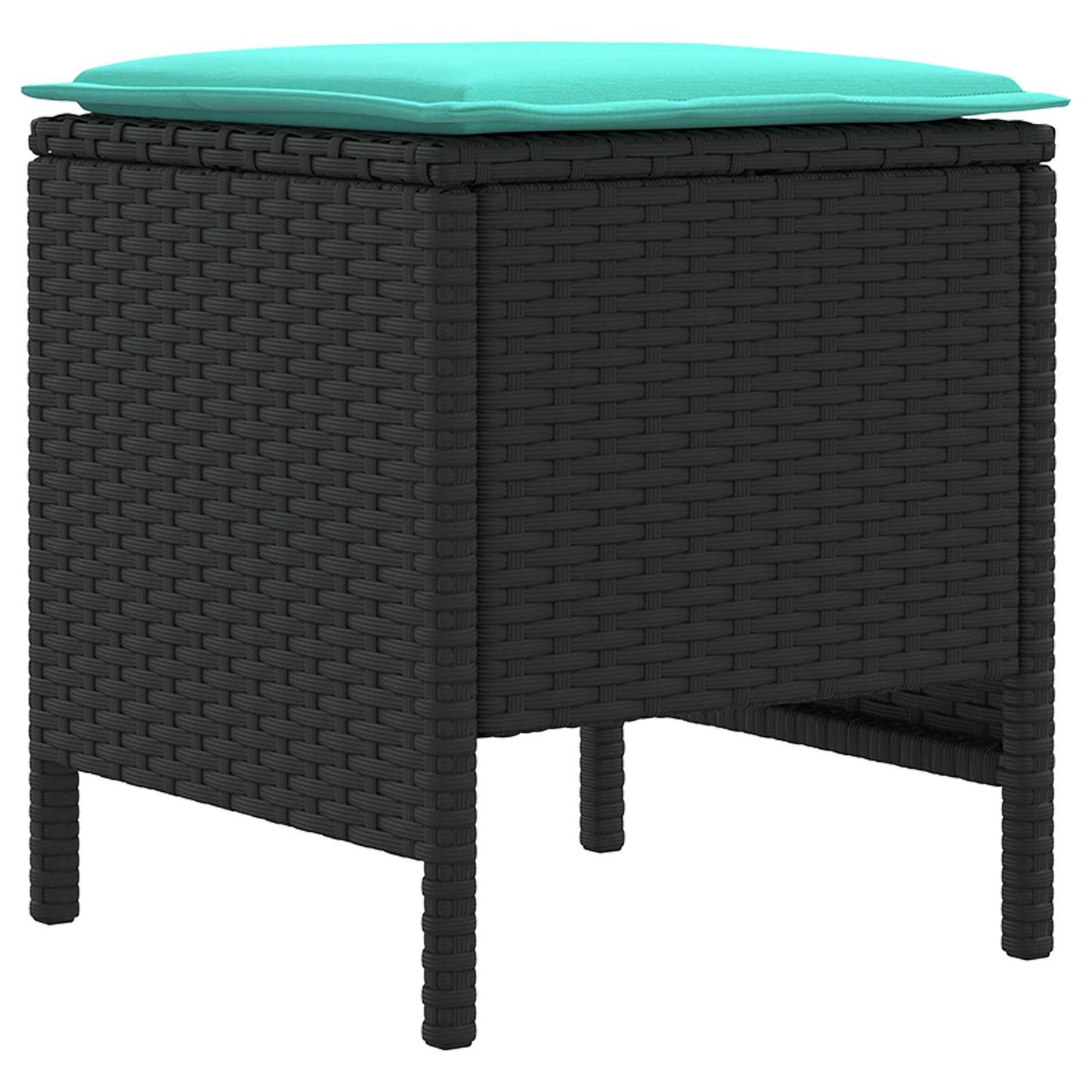 Möbelsets mit Kissen 7 pcs Schwarz und Türkis PE-Rattan