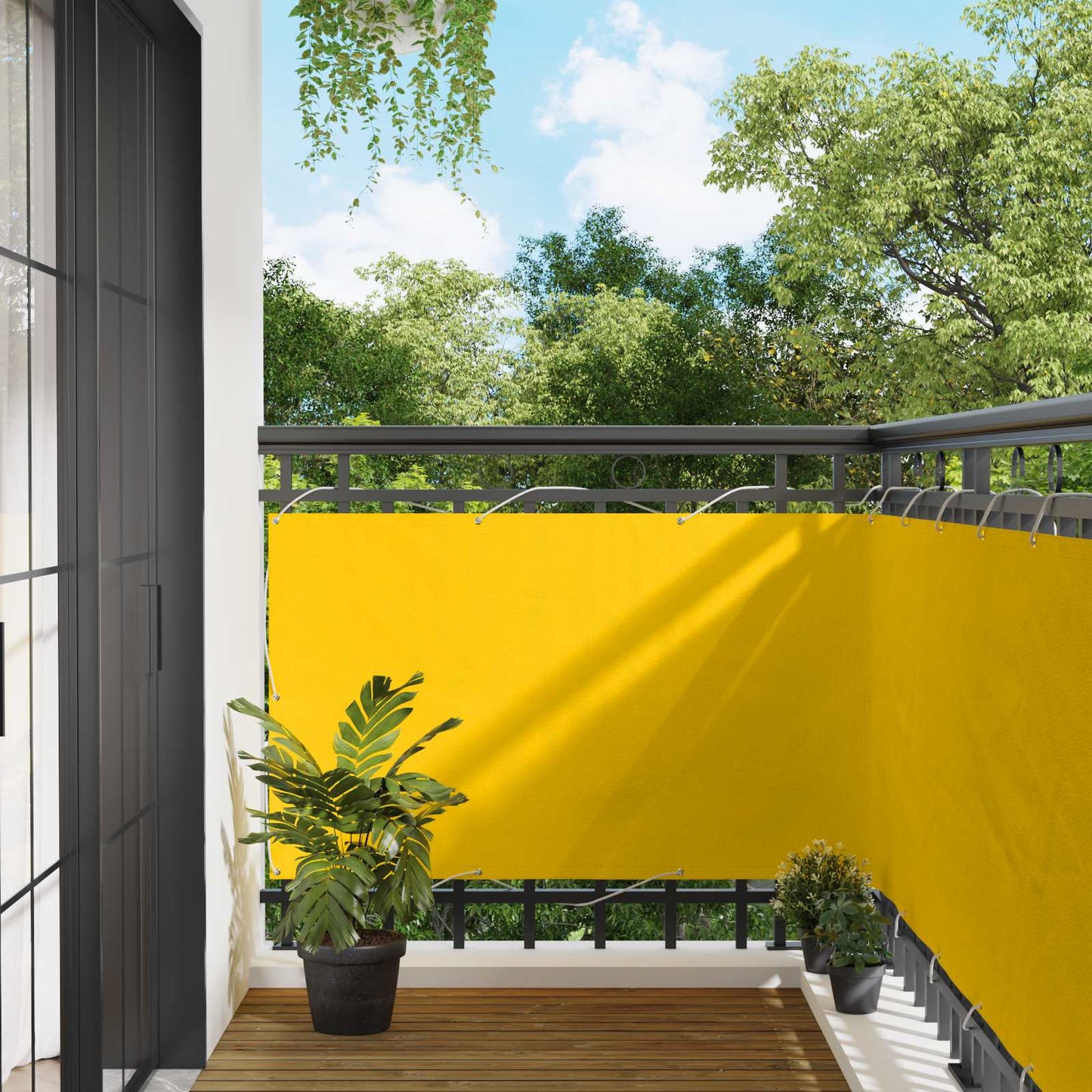 Balkonsichtschutz 100 x 600 cm Oxford-Stoff Rechteckig Gelb