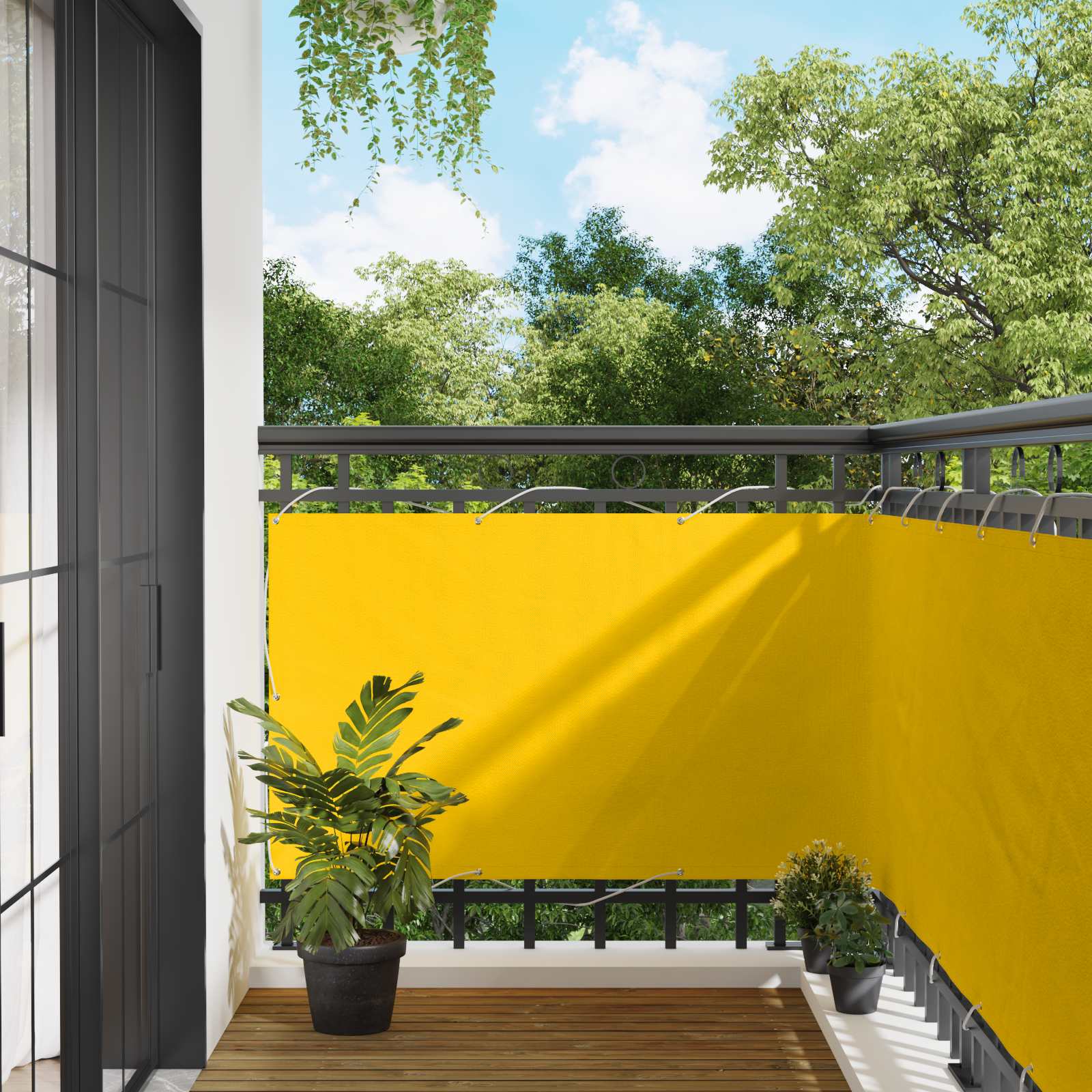 Balkonsichtschutz 100 x 600 cm Oxford-Stoff Rechteckig Gelb