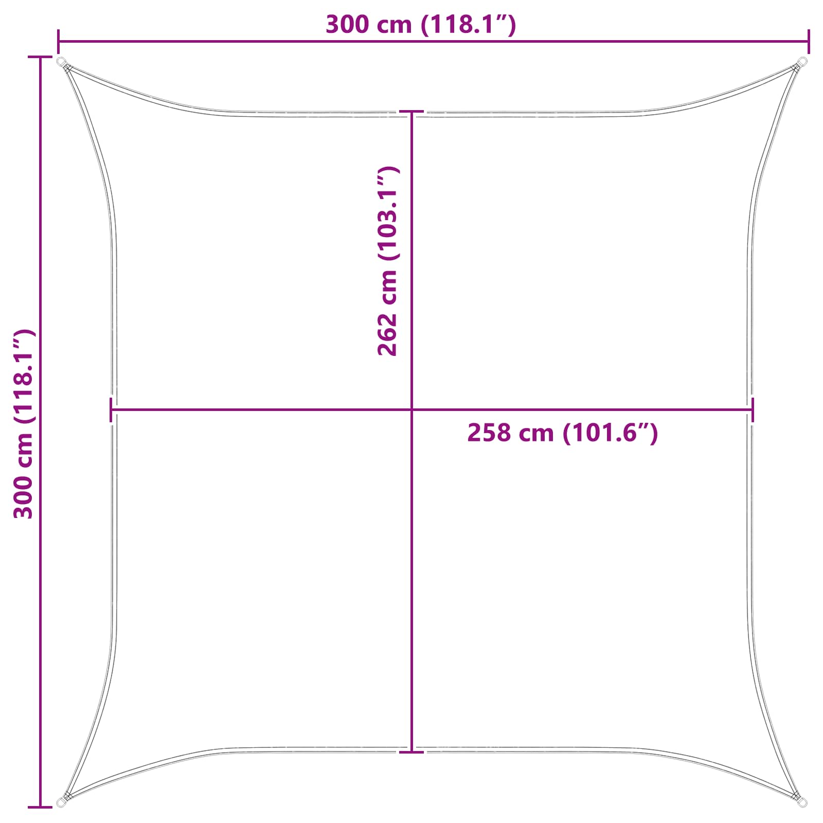 Sonnensegel 3 x 3 m 100 % Polyester Oxford Quadratisch