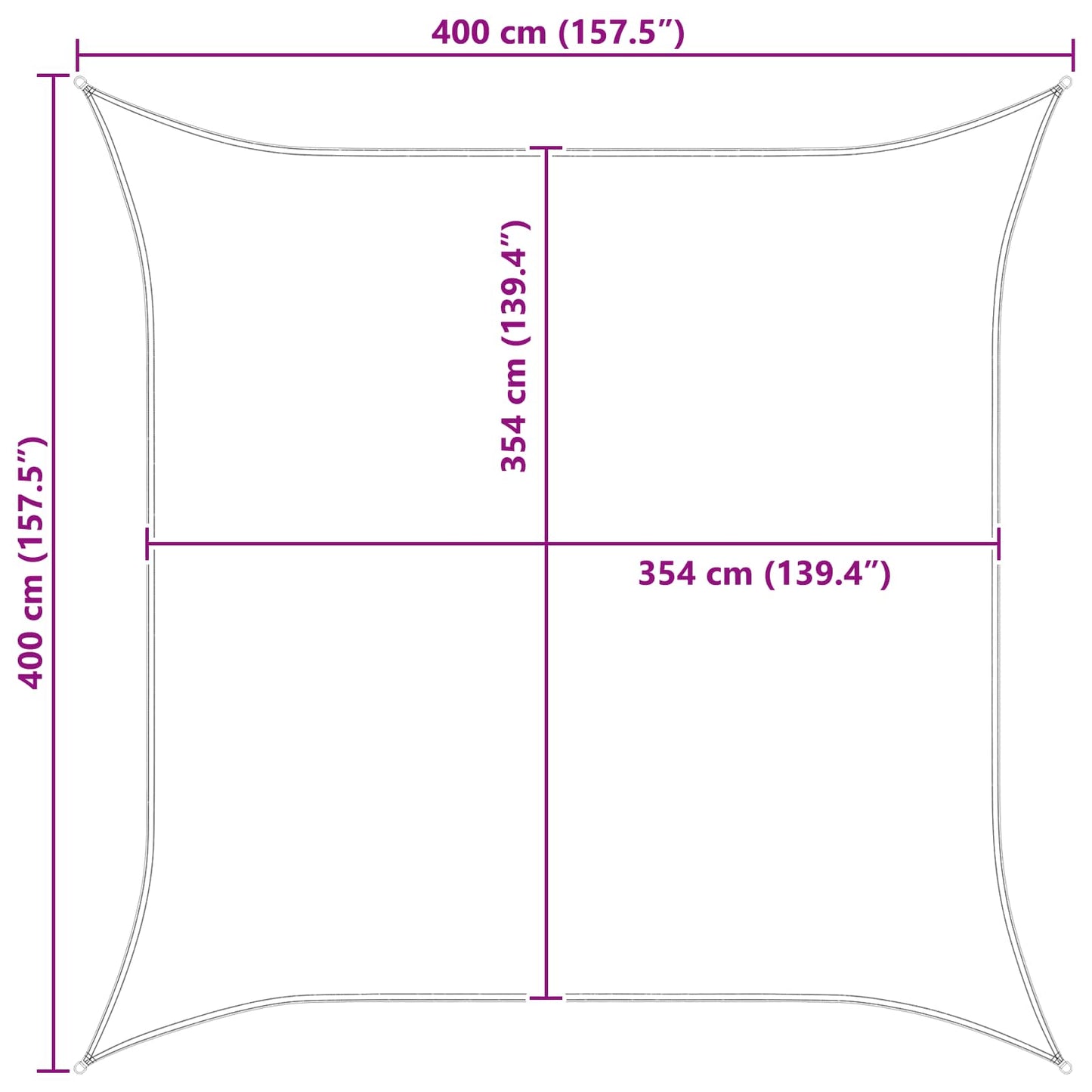 Sonnensegel 4 x 4 m 100 % Polyester Oxford Quadratisch