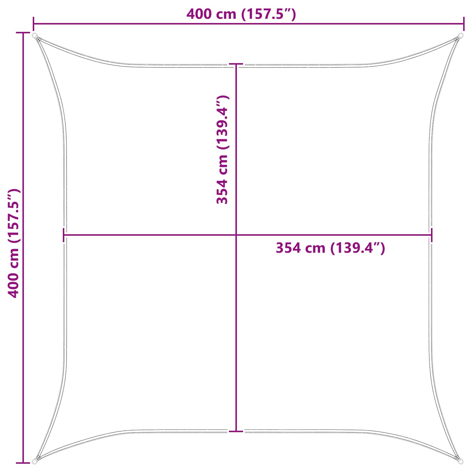 Sonnensegel 4 x 4 m 100 % Polyester Oxford Quadratisch