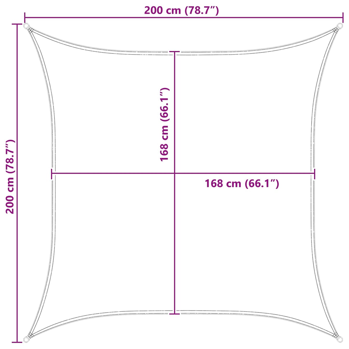 Sonnensegel 2 x 2 m 100 % Polyester Oxford Quadratisch