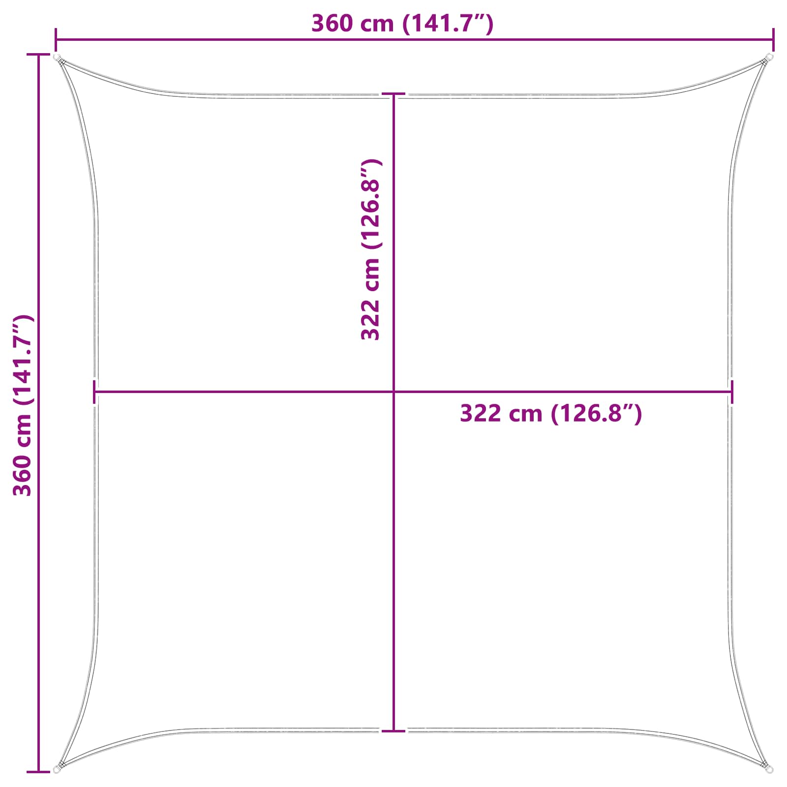 Sonnensegel 3,6 x 3,6 m 100 % Polyester Oxford Quadratisch
