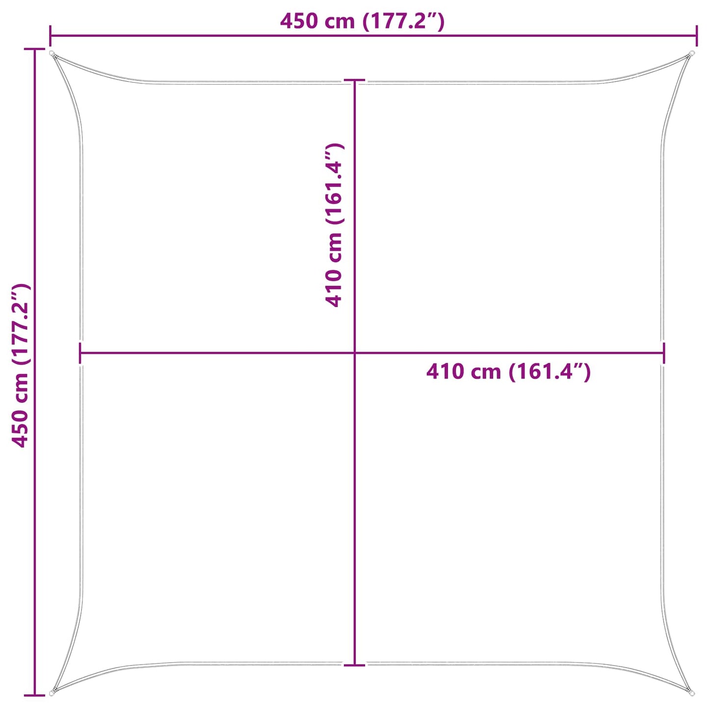 Sonnensegel 4,5 x 4,5 m 100 % Polyester Oxford Quadratisch