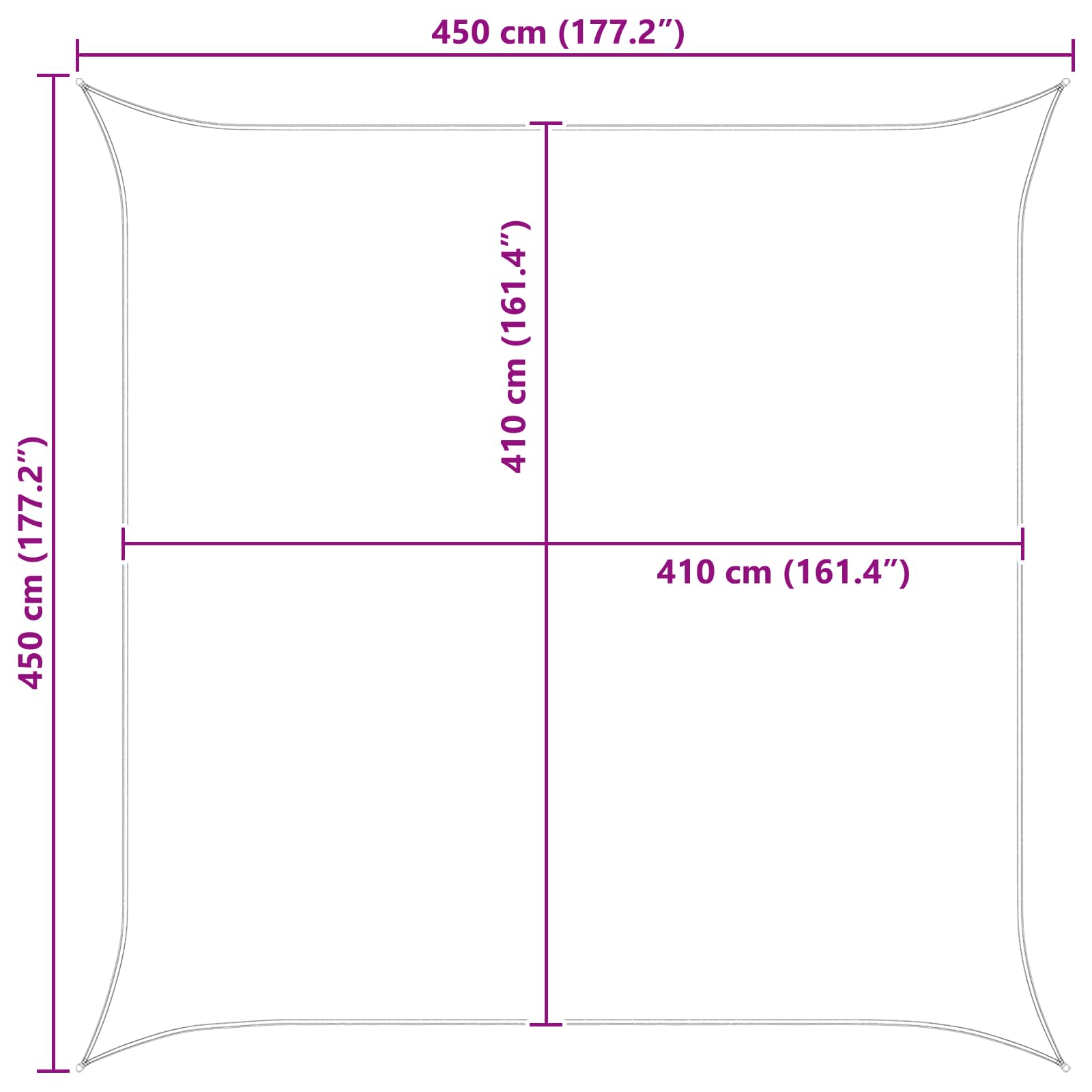 Sonnensegel 4,5 x 4,5 m 100 % Polyester Oxford Quadratisch