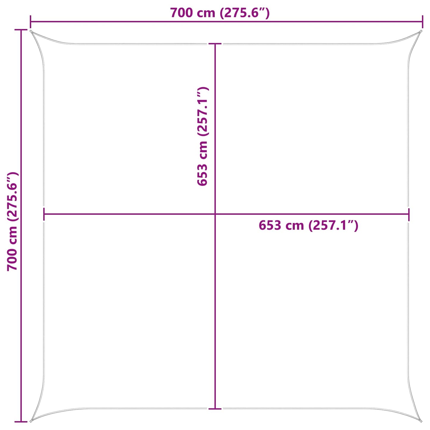 Sonnensegel 7 x 7 m 100 % Polyester Oxford Quadratisch