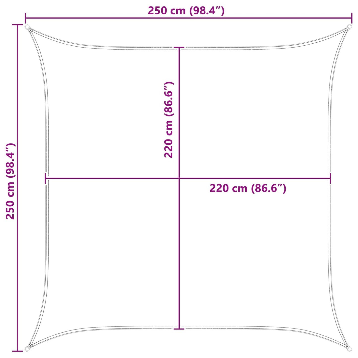 Sonnensegel 2,5 x 2,5 m 100 % Polyester Oxford Quadratisch