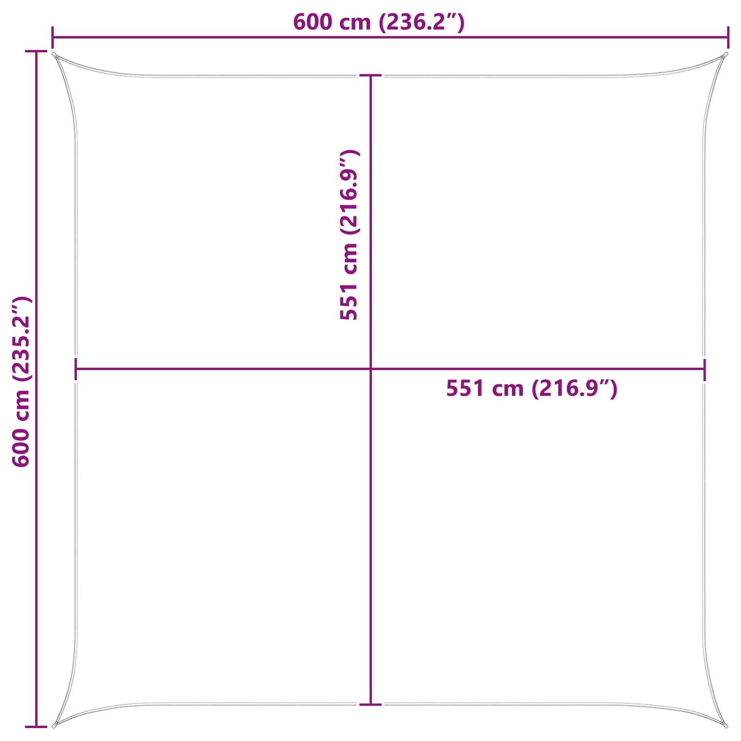 Sonnensegel 6 x 6 m 100 % Polyester Oxford Quadratisch