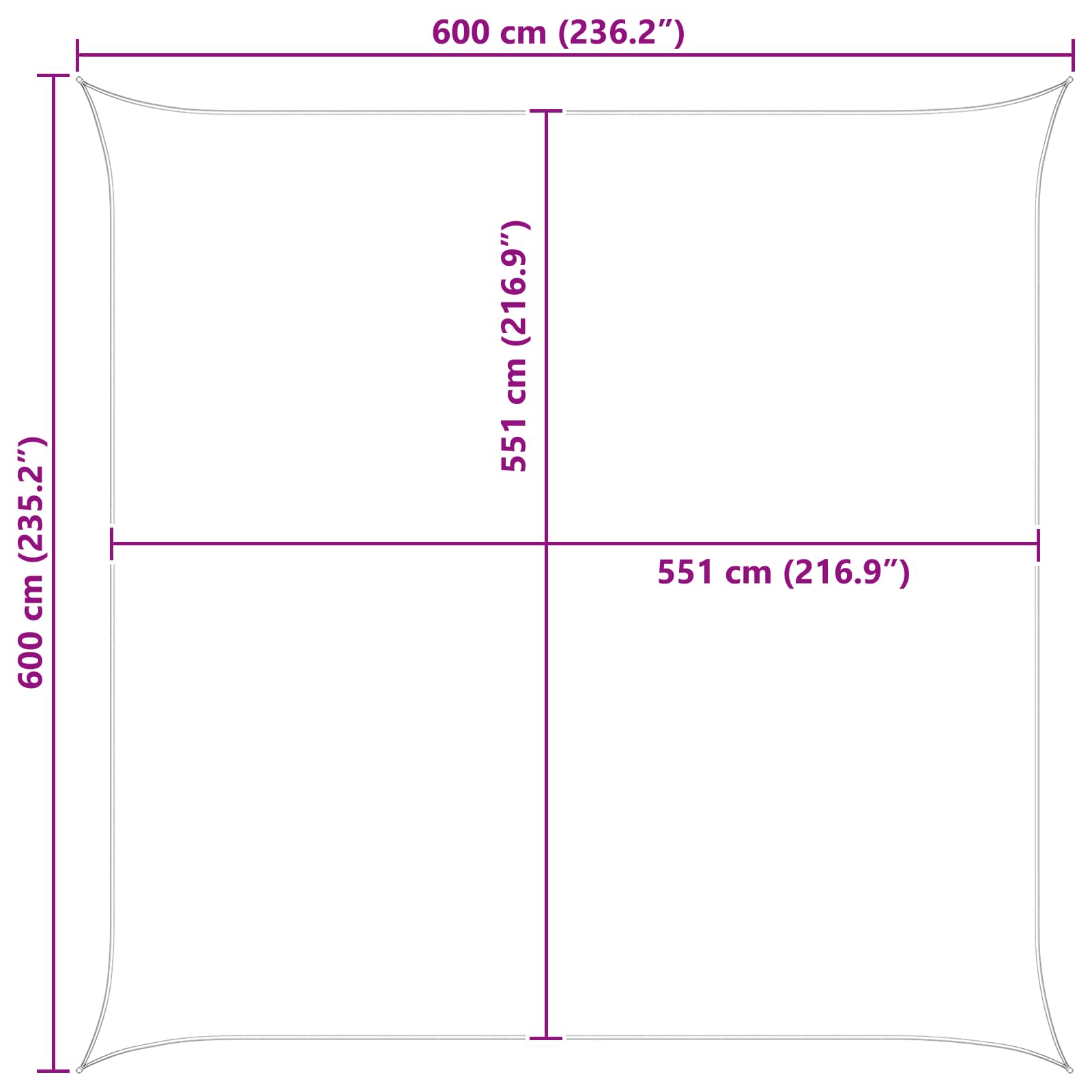 Sonnensegel 6 x 6 m 100 % Polyester Oxford Quadratisch
