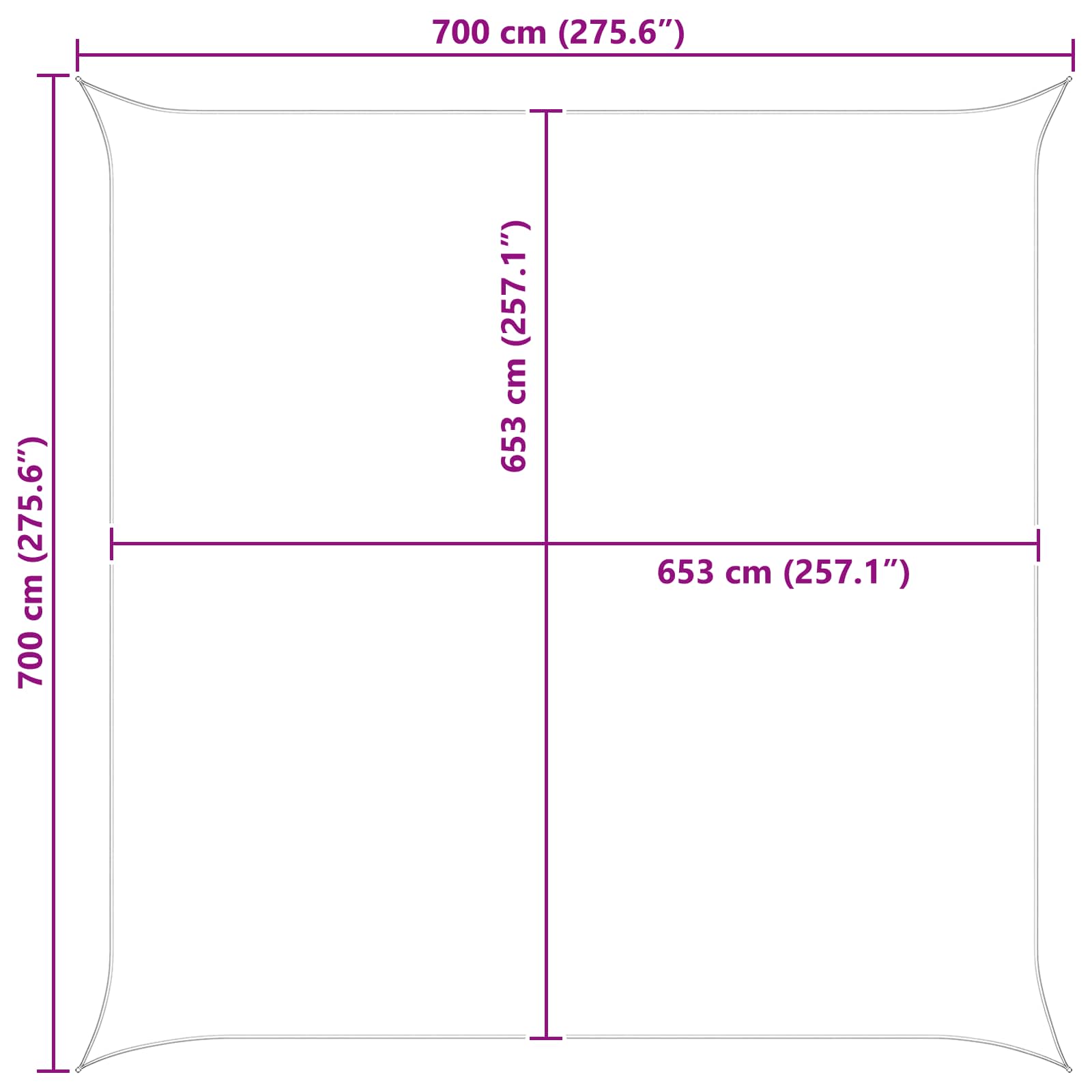 Sonnensegel 7 x 7 m 100 % Polyester Oxford Quadratisch