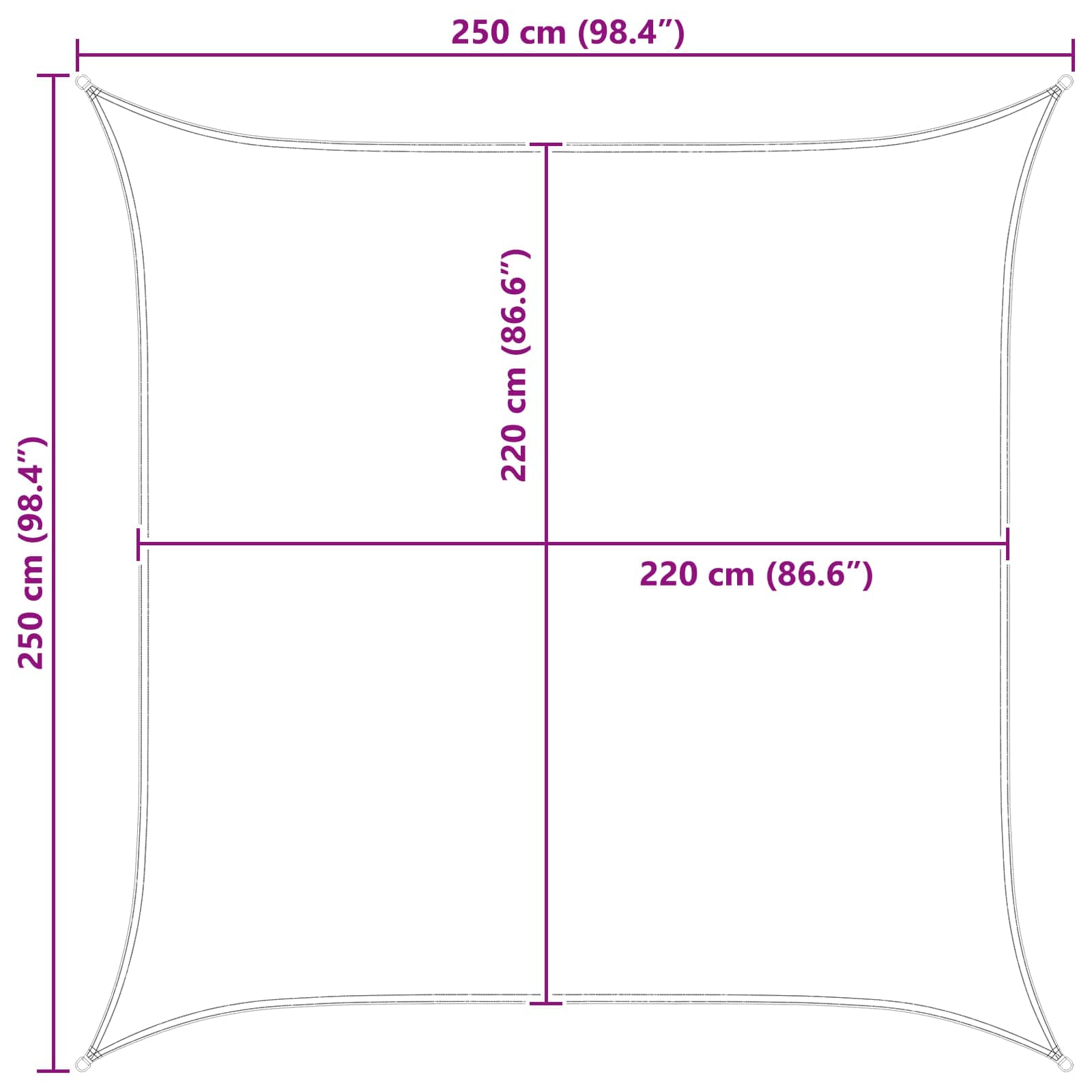 Sonnensegel 2,5 x 2,5 m 100 % Polyester Oxford Quadratisch