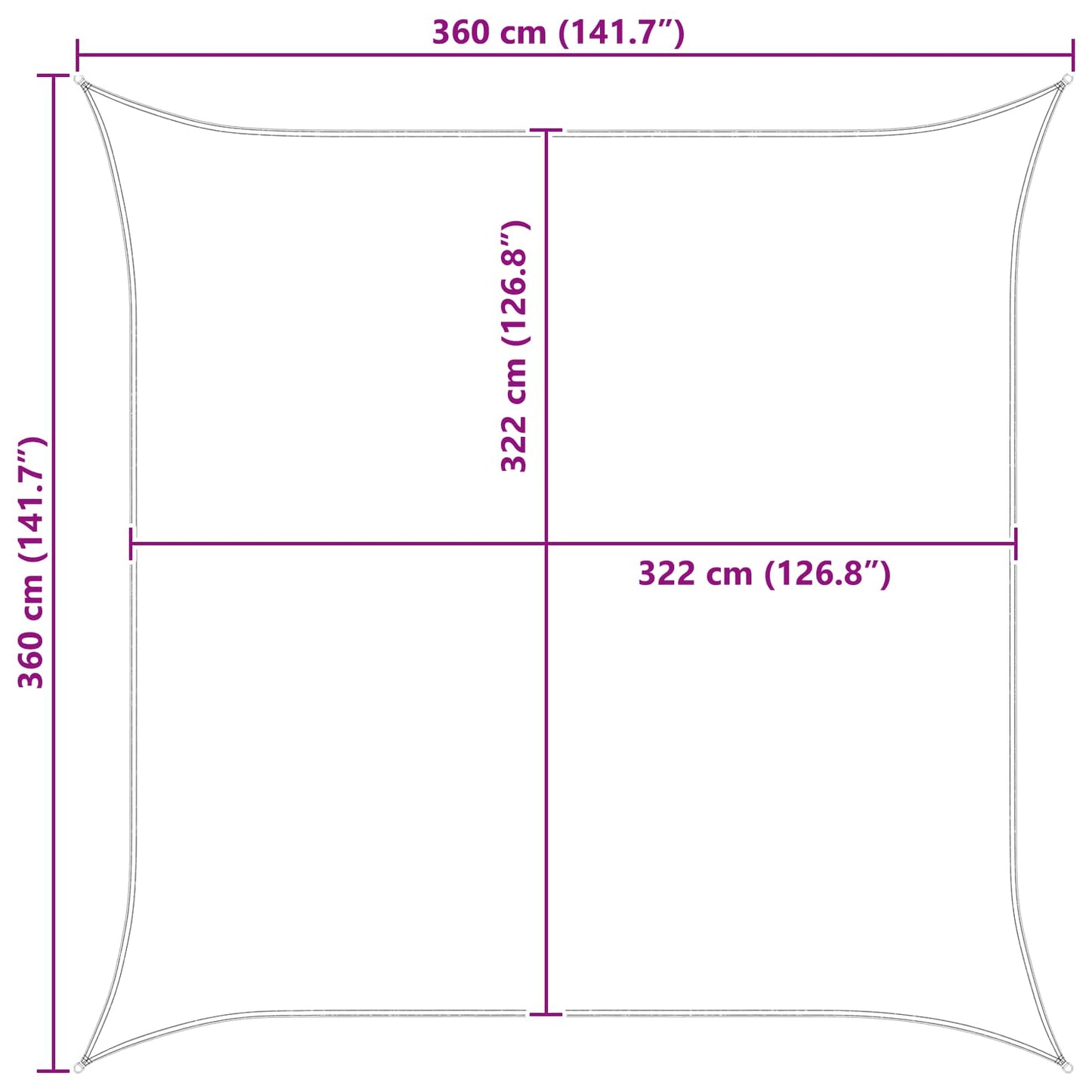 Sonnensegel 3,6 x 3,6 m 100 % Polyester Oxford Quadratisch
