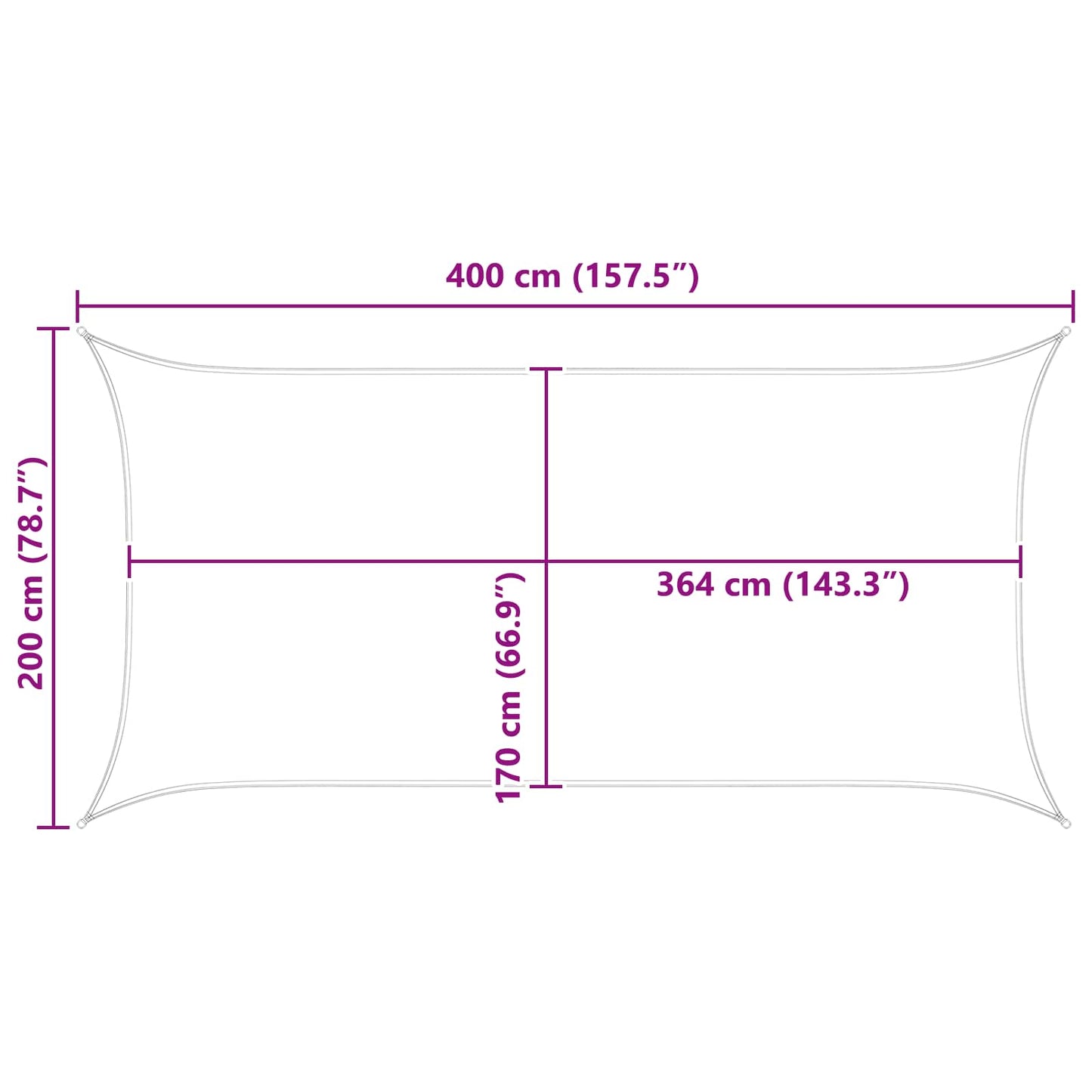Sonnensegel Gelb und Weiß 4 x 2 m 100 % Polyester Oxford